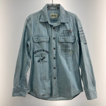 【中古品】【メンズ】 AVIREX アヴィレックス 6105084 L/S DENIM SHIRT デニムシャツ 145-260303-WA-09-iwa サイズ：M カラー：ライトブルー 万代Net店