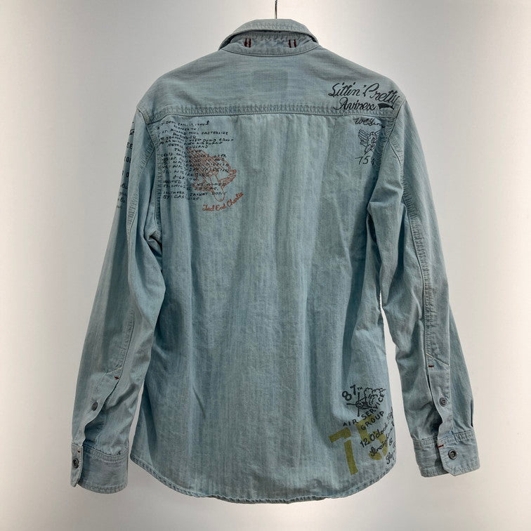 【中古品】【メンズ】 AVIREX アヴィレックス 6105084 L/S DENIM SHIRT デニムシャツ 145-260303-WA-09-iwa サイズ：M カラー：ライトブルー 万代Net店
