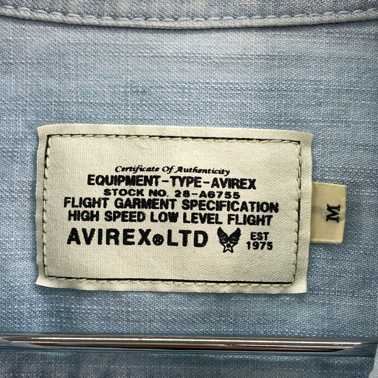 【中古品】【メンズ】 AVIREX アヴィレックス 6105084 L/S DENIM SHIRT デニムシャツ 145-260303-WA-09-iwa サイズ：M カラー：ライトブルー 万代Net店