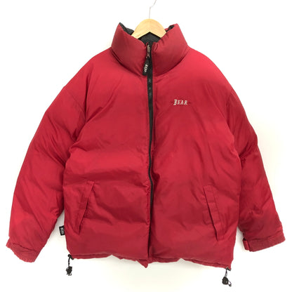 【現状渡し品】【メンズ】 BEAR ベアー REVERSIBLE DOWN JACKET リバーシブル ダウンジャケット USA製 アウター 古着 ヴィンテージ 146-260821-rs-02-fur サイズ：L カラー：ブラック×レッド 万代Net店