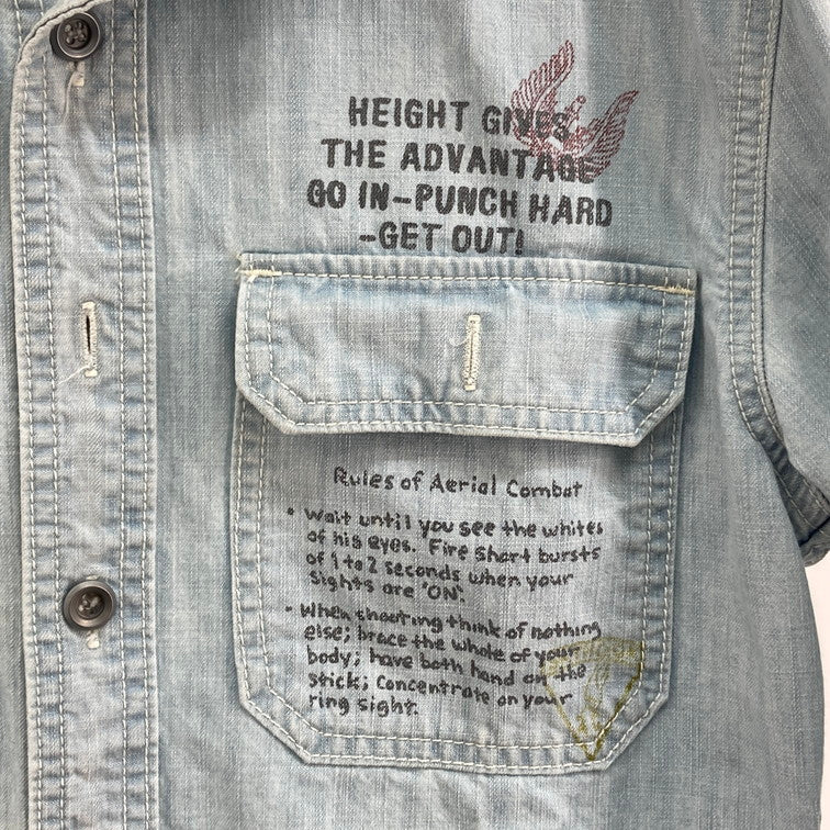 【中古品】【メンズ】 AVIREX アヴィレックス 6105084 L/S DENIM SHIRT デニムシャツ 145-260303-WA-09-iwa サイズ：M カラー：ライトブルー 万代Net店