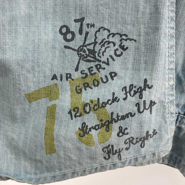 【中古品】【メンズ】 AVIREX アヴィレックス 6105084 L/S DENIM SHIRT デニムシャツ 145-260303-WA-09-iwa サイズ：M カラー：ライトブルー 万代Net店