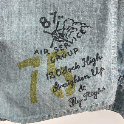 【中古品】【メンズ】 AVIREX アヴィレックス 6105084 L/S DENIM SHIRT デニムシャツ 145-260303-WA-09-iwa サイズ：M カラー：ライトブルー 万代Net店
