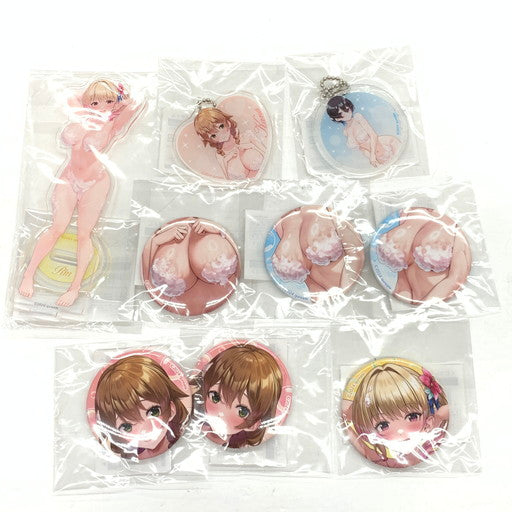 【未使用品】 くじコレ バニーガーデン あわあわバスタイム アクリル/缶バッチ 9点 まとめ売り 054-260910-mo-06-fur 万代Net店