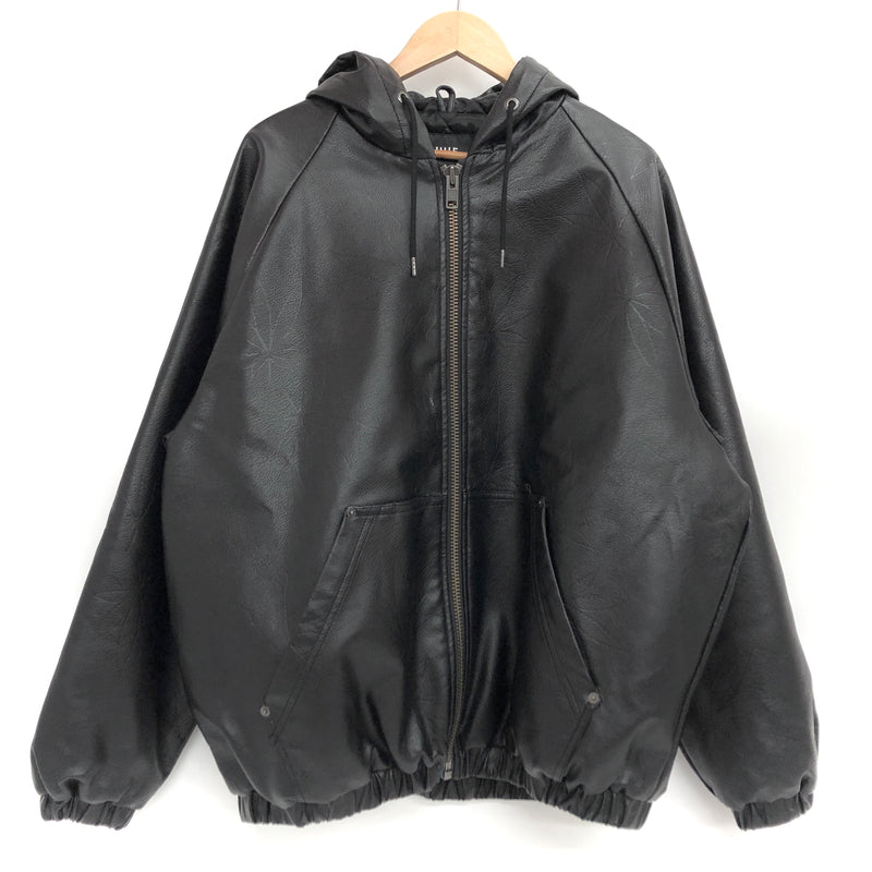 【現状渡し品】【メンズ】 HUF ハフ PLANTLIFE JACKET プラントライフ柄 レザージャケット アウター 142-260821-rs-04-fur サイズ：M カラー：ブラック 万代Net店