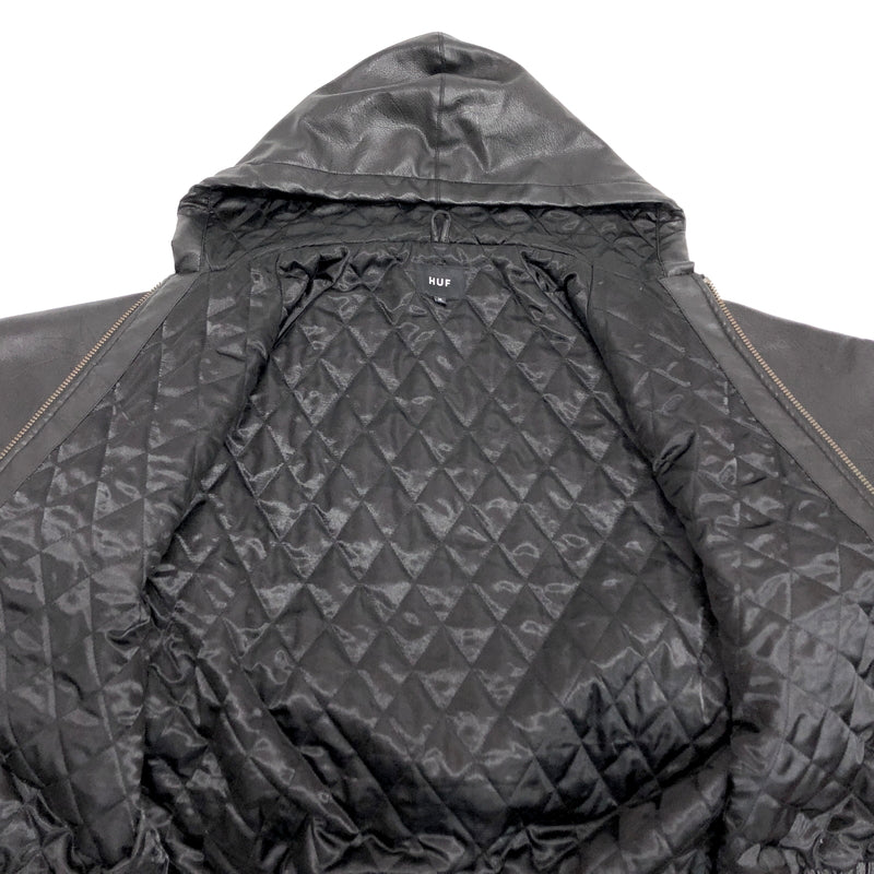 【現状渡し品】【メンズ】 HUF ハフ PLANTLIFE JACKET プラントライフ柄 レザージャケット アウター 142-260821-rs-04-fur サイズ：M カラー：ブラック 万代Net店