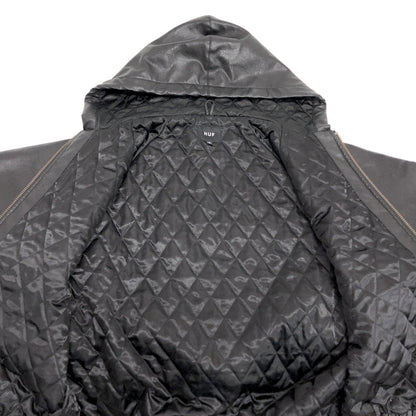 【現状渡し品】【メンズ】 HUF ハフ PLANTLIFE JACKET プラントライフ柄 レザージャケット アウター 142-260821-rs-04-fur サイズ：M カラー：ブラック 万代Net店