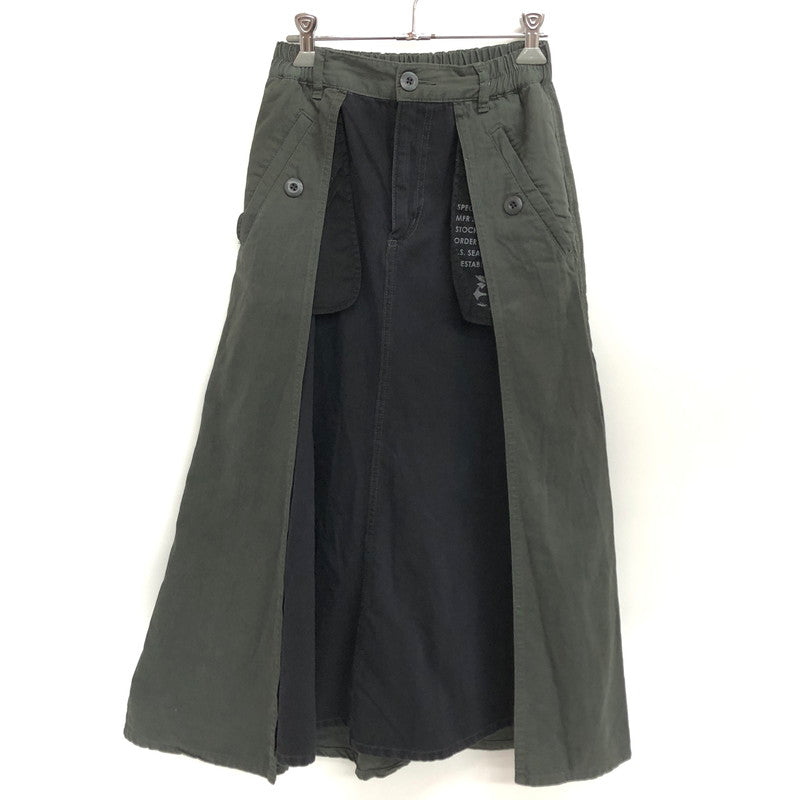 【中古品】【レディース】 AVIREX アヴィレックス MILITARY LAYERED LIKE SKIRT 783-4216601 ミリタリー レイヤードスカート ロングスカート 171-260311-rs-02-fur サイズ：S カラー：カーキ/ブラック 万代Net店