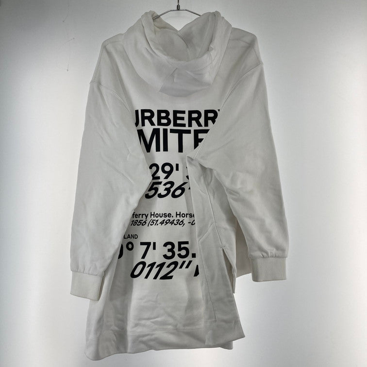 【中古品】【メンズ/レディース】 BURBERRY バーバリー オーバーサイズパーカー バックプリント 141-250213-OR-04-iwa サイズ：XS カラー：ホワイト系 万代Net店
