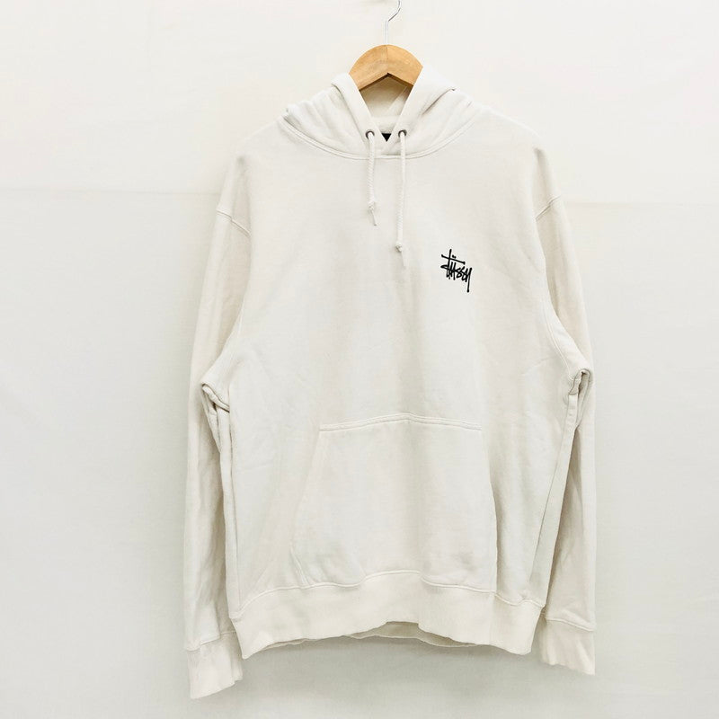 【中古品】【メンズ】 STUSSY ステューシー 1924649 ロゴプリントフーディパーカー スウェット 長袖 トップス 142-250225-hn-06-fur サイズ：L カラー：ホワイト 万代Net店