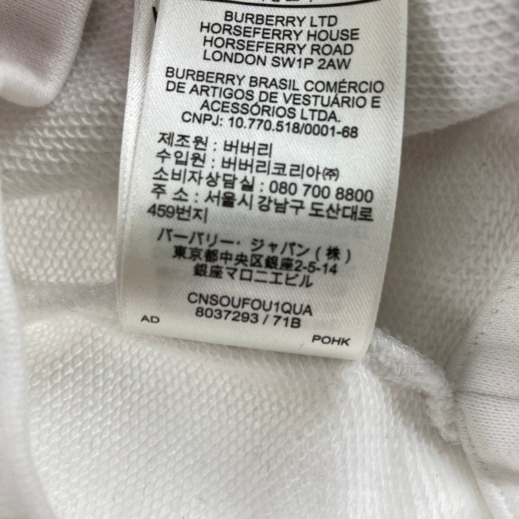 【中古品】【メンズ/レディース】 BURBERRY バーバリー オーバーサイズパーカー バックプリント 141-250213-OR-04-iwa サイズ：XS カラー：ホワイト系 万代Net店