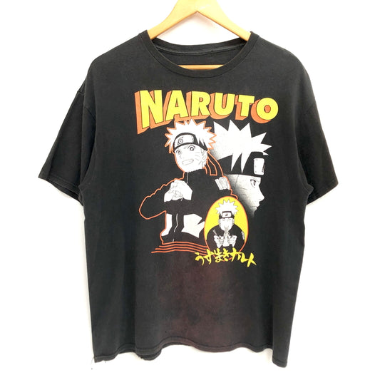 【現状渡し品】【メンズ】 NARUTO SHIPPUDEN -ナルト- 疾風伝 S/S TEE キャラクター プリント Tシャツ 半袖 古着 ヴィンテージ 146-260608-rs-01-fur サイズ：L カラー：ブラック 万代Net店
