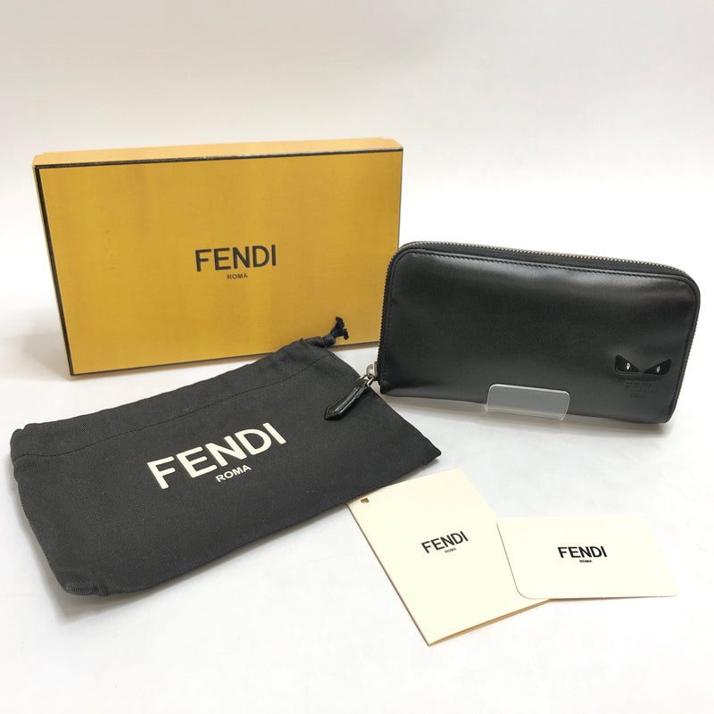 【中古品】【メンズ】 FENDI フェンディ BUGS EYE ZIP ROUND LONG WALLET 7M0210 6OC F0GXN モンスターアイ ラウンドファスナー 長財布 181-260608-rs-05-fur カラー：ブラック 万代Net店