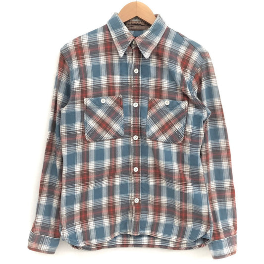 【現状渡し品】【メンズ】 THE FLAT HEAD ザフラットヘッド L/S SHIRT チェック柄 シャツ ネルシャツ 長袖 トップス アメカジ系 145-250226-rs-06-fur サイズ：38 カラー：ブルー/レッド系 万代Net店