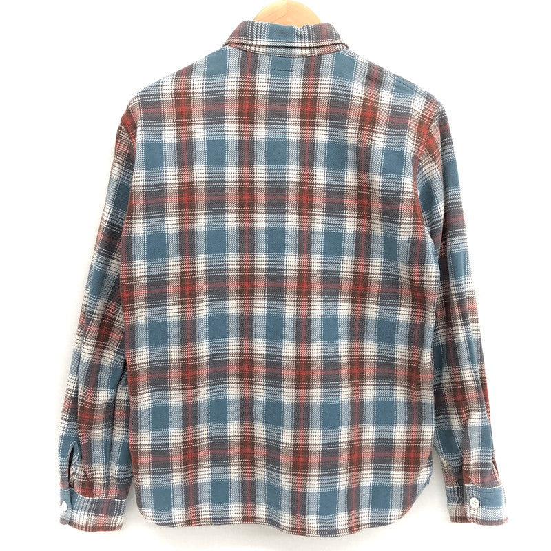 【現状渡し品】【メンズ】 THE FLAT HEAD ザフラットヘッド L/S SHIRT チェック柄 シャツ ネルシャツ 長袖 トップス アメカジ系 145-250226-rs-06-fur サイズ：38 カラー：ブルー/レッド系 万代Net店