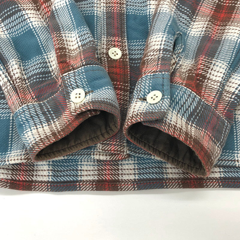 【現状渡し品】【メンズ】 THE FLAT HEAD ザフラットヘッド L/S SHIRT チェック柄 シャツ ネルシャツ 長袖 トップス アメカジ系 145-250226-rs-06-fur サイズ：38 カラー：ブルー/レッド系 万代Net店