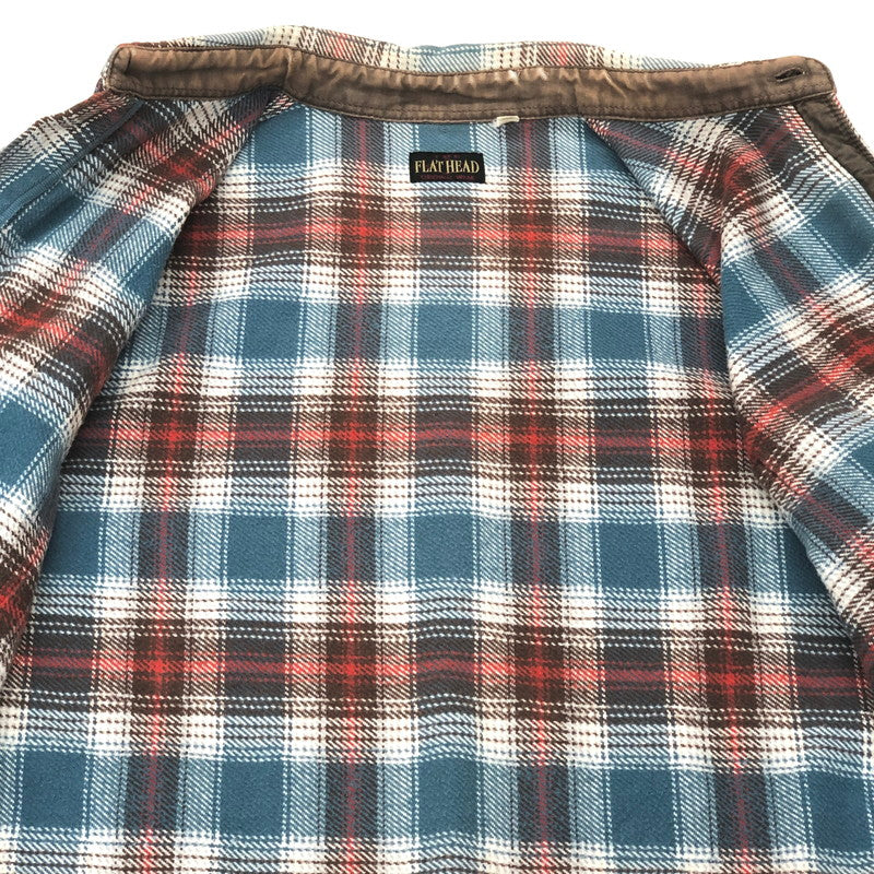 【現状渡し品】【メンズ】 THE FLAT HEAD ザフラットヘッド L/S SHIRT チェック柄 シャツ ネルシャツ 長袖 トップス アメカジ系 145-250226-rs-06-fur サイズ：38 カラー：ブルー/レッド系 万代Net店