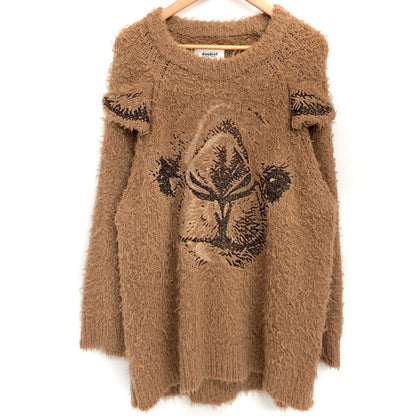 【現状渡し品】【メンズ】 doublet ダブレット ANIMAL EMBROIDERY PULLOVER 21AW33KN55 アルパカ ニット セーター 長袖 トップス 140-251006-rs-06-fur サイズ：M カラー：ブラウン・ベージュ系 万代Net店