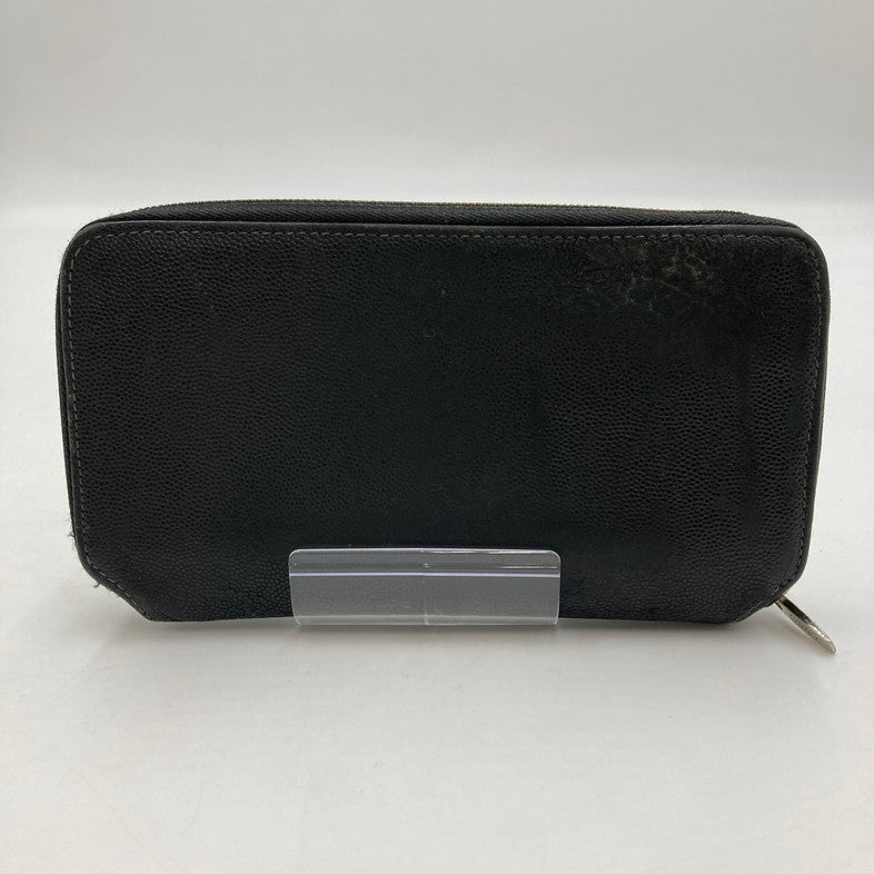 【中古品】【メンズ/レディース】 CARTIER カルティエ サントス レザー ラウンドファスナー 長財布 200-250804-NS-17-iwa カラー：ブラック シルバー ゴールド 万代Net店