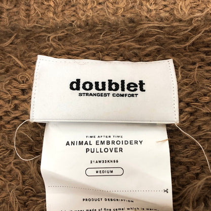 【現状渡し品】【メンズ】 doublet ダブレット ANIMAL EMBROIDERY PULLOVER 21AW33KN55 アルパカ ニット セーター 長袖 トップス 140-251006-rs-06-fur サイズ：M カラー：ブラウン・ベージュ系 万代Net店