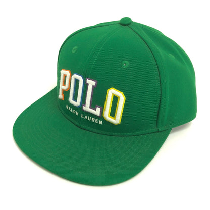 【中古美品】【メンズ/レディース】 POLO RALPH LAUREN ポロ・ラルフローレン Embroidered Flat Cap エンブロイダード ベースボール キャップ 帽子 185-260609-rs-04-fur サイズ：ONE SIZE(58cm) カラー：グリーン 万代Net店