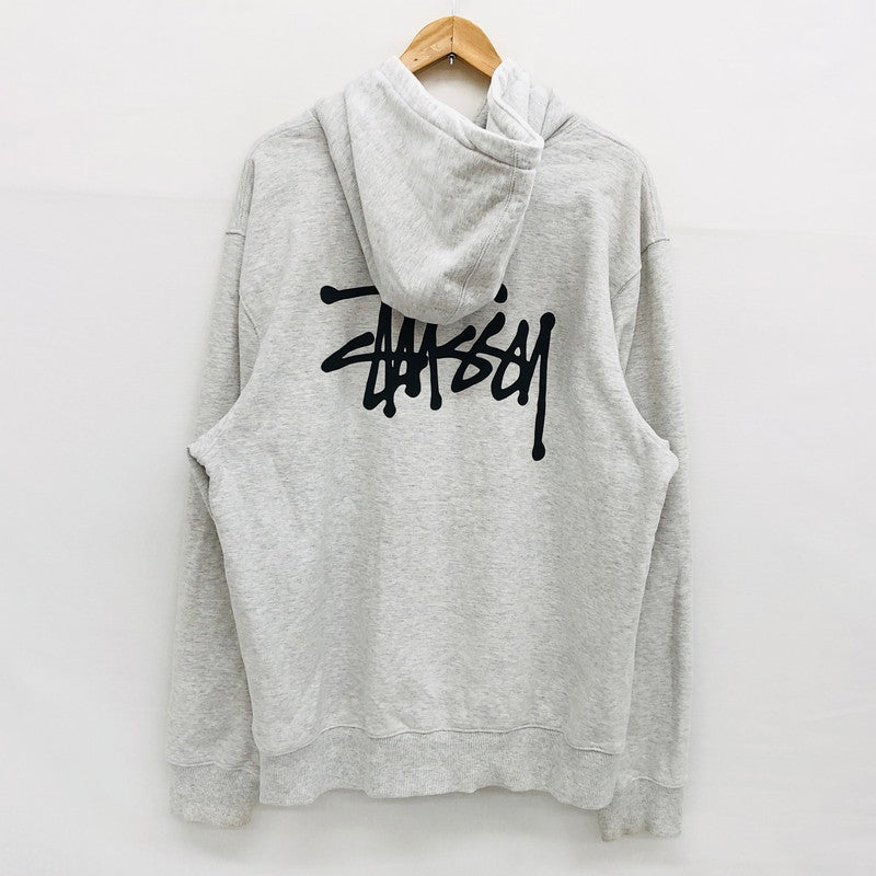 【中古品】【メンズ】 STUSSY ステューシー ロゴプリントフーディ パーカー スウェット 長袖 トップス 142-250227-hn-02-fur サイズ：XL カラー：グレー系 万代Net店