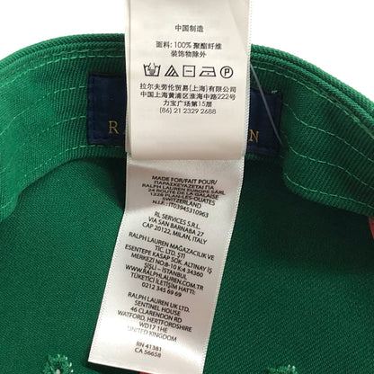 【中古美品】【メンズ/レディース】 POLO RALPH LAUREN ポロ・ラルフローレン Embroidered Flat Cap エンブロイダード ベースボール キャップ 帽子 185-260609-rs-04-fur サイズ：ONE SIZE(58cm) カラー：グリーン 万代Net店