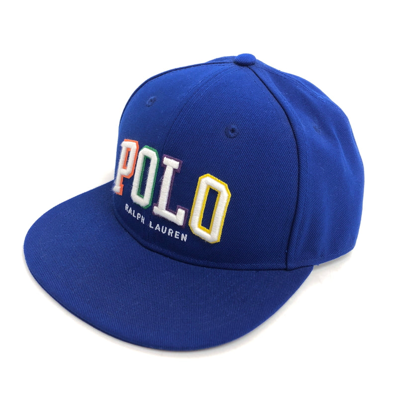 【中古美品】【メンズ/レディース】 POLO RALPH LAUREN ポロ・ラルフローレン Embroidered Flat Cap エンブロイダード ベースボール キャップ 帽子 185-260609-rs-05-fur サイズ：ONE SIZE(58cm) カラー：ブルー 万代Net店