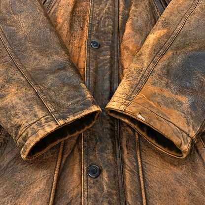 【ジャンク品】【メンズ】 RESERVATIONS・TICKETS リザベーションズ チケッツ 73405 ラムレザージャケット フライトジャケット 羊皮 韓国製 アウター 古着 ヴィンテージ系 145-251017-rs-10-fur サイズ：M カラー：ブラウン系 万代Net店