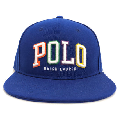 【中古美品】【メンズ/レディース】 POLO RALPH LAUREN ポロ・ラルフローレン Embroidered Flat Cap エンブロイダード ベースボール キャップ 帽子 185-260609-rs-05-fur サイズ：ONE SIZE(58cm) カラー：ブルー 万代Net店