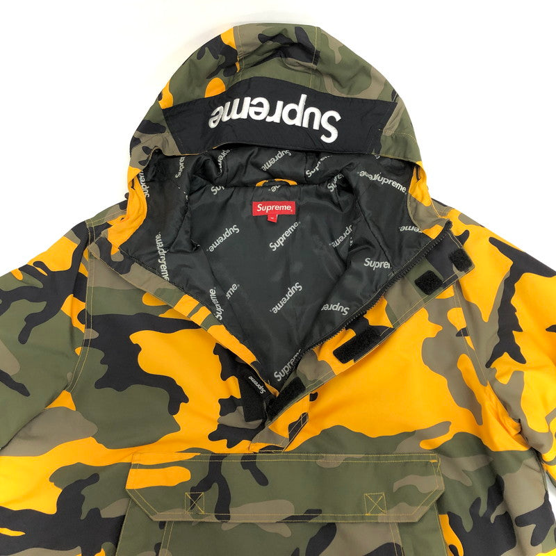 【中古品】【メンズ】 Supreme シュプリーム Hooded Logo Half Zip Pullover フーデッド ロゴ ハーフジップ プルオーバー 中綿 ジャケット 迷彩 アウター 149-251226-rs-02-fur サイズ：M カラー：イエロー系・カモフラージュ 万代Net店