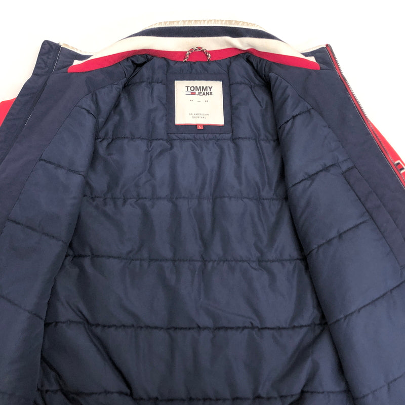 【現状渡し品】【メンズ】 TOMMY JEANS トミージーンズ PADDED JACKET DM0DM06747-901 パデッドジャケット アウター 古着 147-260610-rs-02-fur サイズ：L カラー：ネイビー/ホワイト/レッド 万代Net店