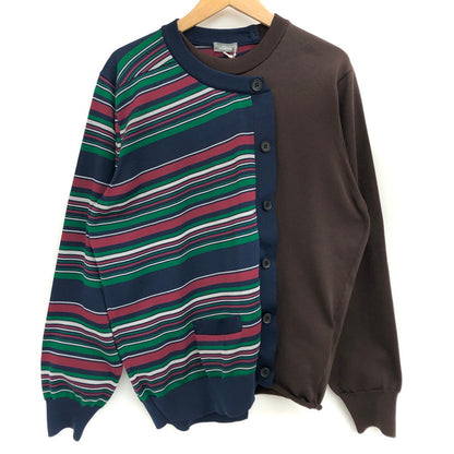 【中古品】【メンズ】 kolor BEACON カラービーコン Stripe Knit Sweater 24SBM-N01331 ストライプ ニットセーター アシンメトリー 長袖 トップス 140-251008-rs-04-fur サイズ：3 カラー：ブラウン/マルチカラー 万代Net店