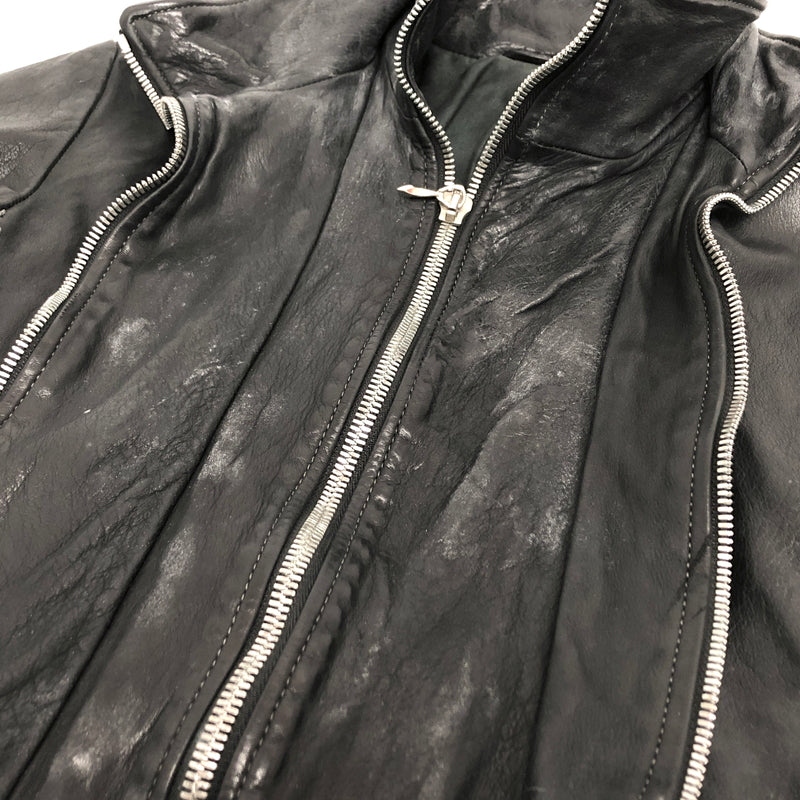 【ジャンク品】【メンズ】 USED COW LEATHER JACKET 905674 レザージャケット 牛革 古着 ヴィンテージ 146-260610-rs-03-fur サイズ：M カラー：ブラック 万代Net店