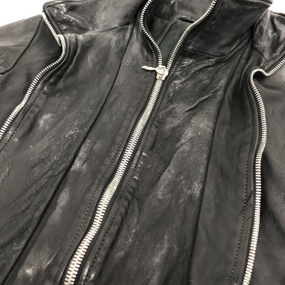 【ジャンク品】【メンズ】 USED COW LEATHER JACKET 905674 レザージャケット 牛革 古着 ヴィンテージ 146-260610-rs-03-fur サイズ：M カラー：ブラック 万代Net店