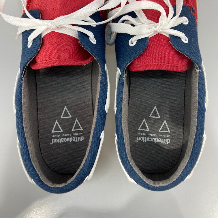 【中古美品】【メンズ】 DIFFEDUCATION ディフデュケーション ローカットスニーカー 本体のみ（箱なし） 165-251201-WA-04-iwa サイズ：28.5cm カラー：レッド ネイビー系 万代Net店