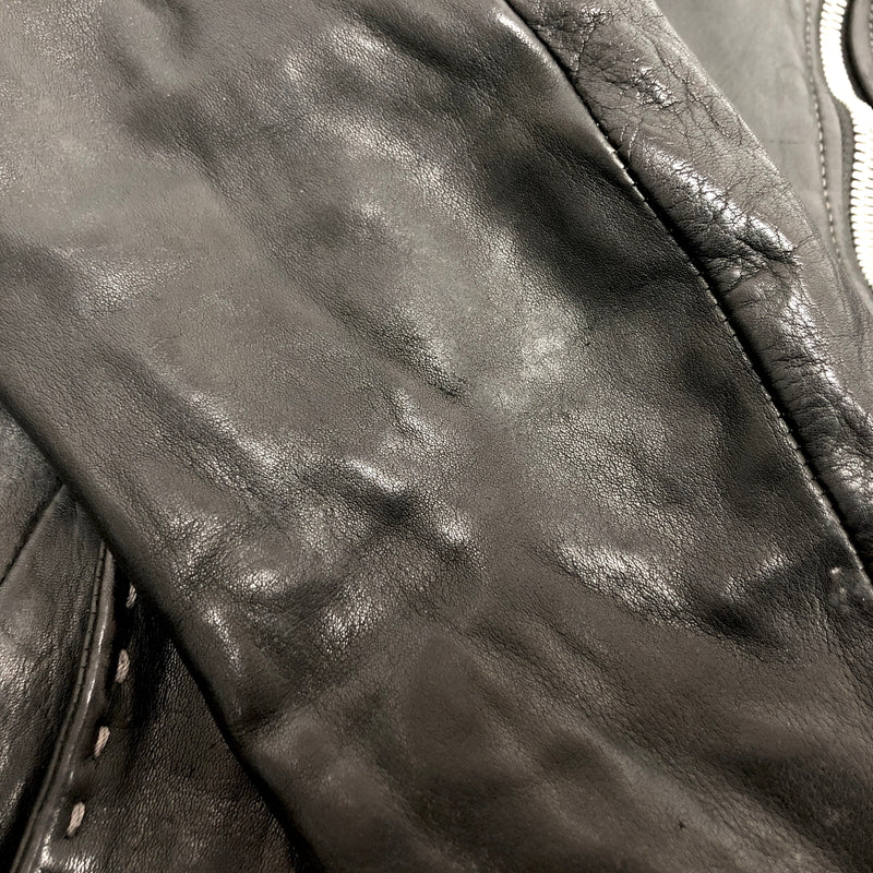 【ジャンク品】【メンズ】 USED COW LEATHER JACKET 905674 レザージャケット 牛革 古着 ヴィンテージ 146-260610-rs-03-fur サイズ：M カラー：ブラック 万代Net店