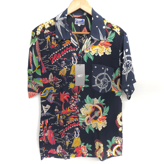 【中古美品】【メンズ】 BEAMS ビームス RAYON ALOHA SHIRT 11-01-0656-086 アロハシャツ ハワイアンシャツ 半袖 トップス レーヨン 総柄 147-260612-rs-02-fur サイズ：S カラー：ネイビー 万代Net店