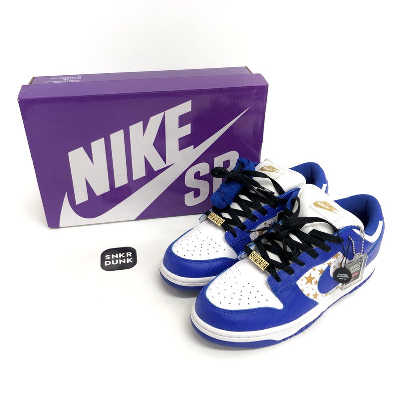 【中古美品】【メンズ】 NIKE SB ナイキエスビー × Supreme Dunk Low OG QS Gold Stars DH3228-100 ダンク ロー OG QS ゴールドスターズ スニーカー シューズ 靴 160-251009-rs-01-fur サイズ：26.5cm US8.5 カラー：ブルー/ホワイト 万代Net店