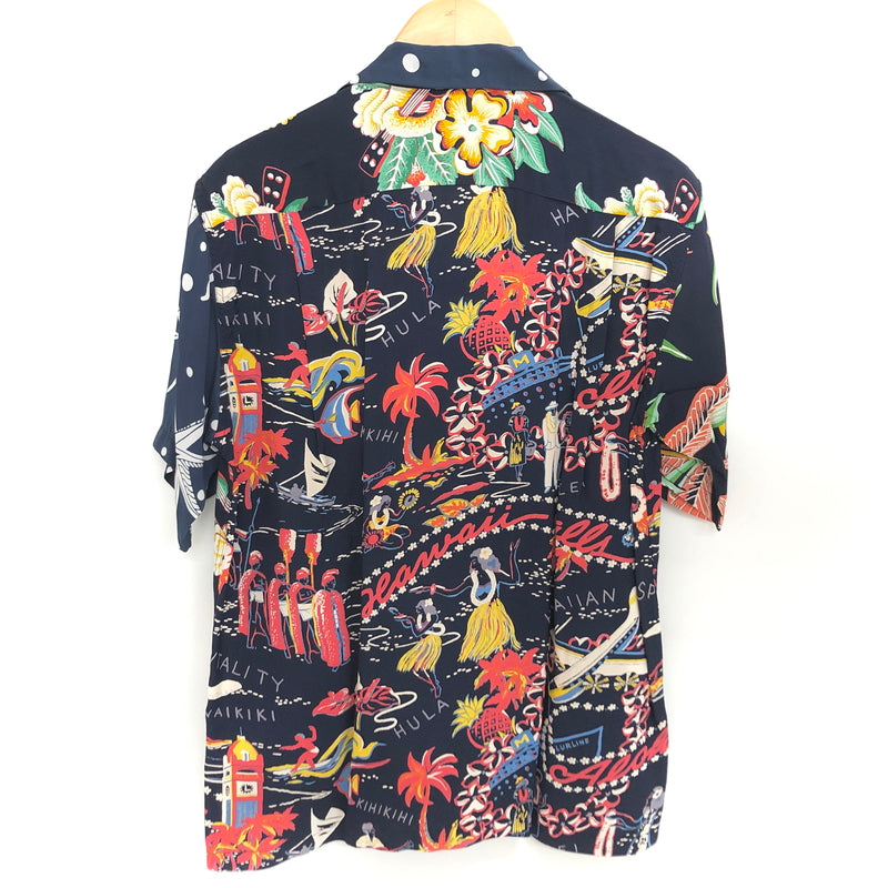 【中古美品】【メンズ】 BEAMS ビームス RAYON ALOHA SHIRT 11-01-0656-086 アロハシャツ ハワイアンシャツ 半袖 トップス レーヨン 総柄 147-260612-rs-02-fur サイズ：S カラー：ネイビー 万代Net店