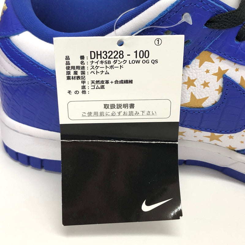 【中古美品】【メンズ】 NIKE SB ナイキエスビー × Supreme Dunk Low OG QS Gold Stars DH3228-100 ダンク ロー OG QS ゴールドスターズ スニーカー シューズ 靴 160-251009-rs-01-fur サイズ：26.5cm US8.5 カラー：ブルー/ホワイト 万代Net店