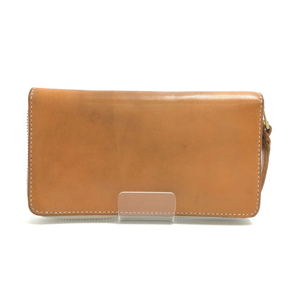【中古品】【メンズ/レディース】 gaea2096 ガイア2096 LONG WALLET ラウンドファスナー ロングウォレット 栃木レザー ヌメ革 長財布 200-260825-rs-04-fur カラー：キャメル系 万代Net店