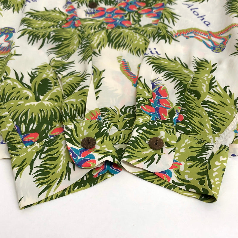 【中古品】【メンズ】 SUN SURF サンサーフ L/S RAYON ALOHA SHIRT SS23304 アロハシャツ ハワイアンシャツ 長袖 トップス レーヨン 総柄 東洋エンタープライズ 145-260612-rs-03-fur サイズ：S カラー：ホワイト/グリーン 万代Net店