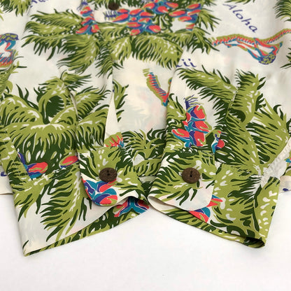 【中古品】【メンズ】 SUN SURF サンサーフ L/S RAYON ALOHA SHIRT SS23304 アロハシャツ ハワイアンシャツ 長袖 トップス レーヨン 総柄 東洋エンタープライズ 145-260612-rs-03-fur サイズ：S カラー：ホワイト/グリーン 万代Net店