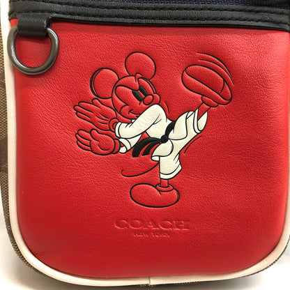 【中古品】【メンズ/レディース】 COACH コーチ × Disney クロスボディ C2021-3331 ショルダーバッグ ミニバッグ シグネチャー レザー カラテ 鞄 180-250703-rs-01-fur カラー：レッド/ブラック/ベージュ系 万代Net店