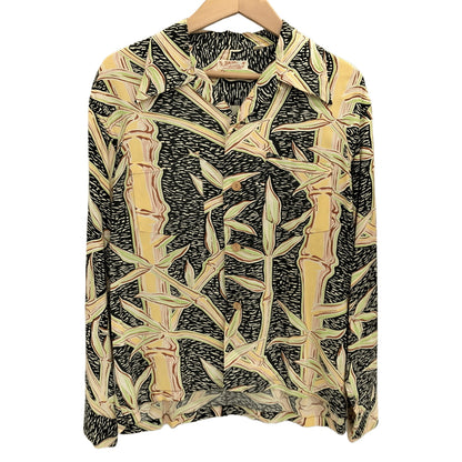【中古品】【メンズ】 SUN SURF サンサーフ BAMBOO PRINT L/S RAYON ALOHA SHIRT SS20970 アロハシャツ ハワイアンシャツ 長袖 トップス レーヨン 総柄 東洋エンタープライズ 145-260612-rs-05-fur サイズ：S カラー：ブラック系 万代Net店