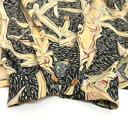 【中古品】【メンズ】 SUN SURF サンサーフ BAMBOO PRINT L/S RAYON ALOHA SHIRT SS20970 アロハシャツ ハワイアンシャツ 長袖 トップス レーヨン 総柄 東洋エンタープライズ 145-260612-rs-05-fur サイズ：S カラー：ブラック系 万代Net店