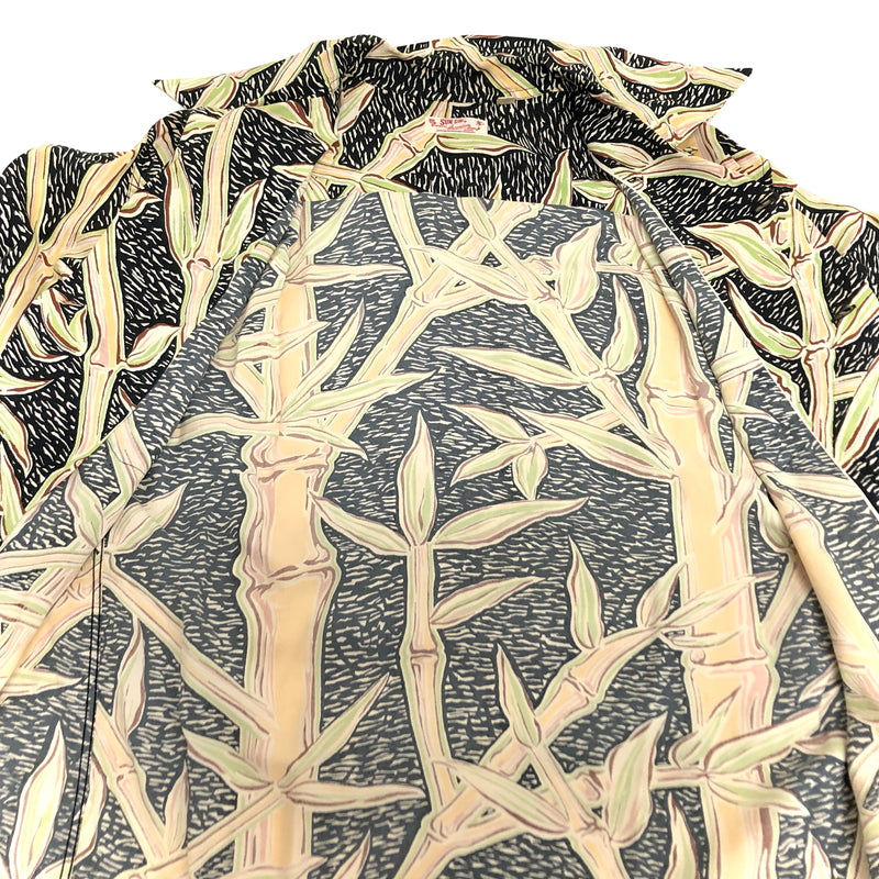 【中古品】【メンズ】 SUN SURF サンサーフ BAMBOO PRINT L/S RAYON ALOHA SHIRT SS20970 アロハシャツ ハワイアンシャツ 長袖 トップス レーヨン 総柄 東洋エンタープライズ 145-260612-rs-05-fur サイズ：S カラー：ブラック系 万代Net店