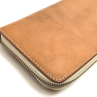 【中古品】【メンズ/レディース】 gaea2096 ガイア2096 LONG WALLET ラウンドファスナー ロングウォレット 栃木レザー ヌメ革 長財布 200-260825-rs-04-fur カラー：キャメル系 万代Net店