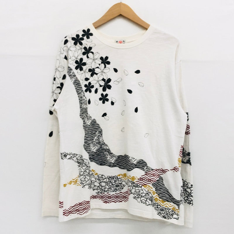 【中古品】【メンズ】 華鳥風月 カチョウフウゲツ 刺繍L/S Tee ロングスリーブ ティーシャツ 長袖 トップス 145-250228-hn-06-fur サイズ：L カラー：ホワイト系 万代Net店